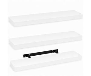 Innoteck White High Gloss Floating Shelf Rectangular 80Cm Modern Wall Mounted Shelf Pack Of 3
