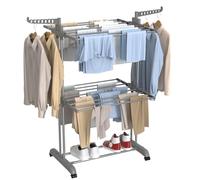 Innotic 3 Tier Clothes Airer Drying Rack, Foldable Laundry Drying Rack Large Rolling Stainless Clothes Horse for Indoor Outdoor, Grey