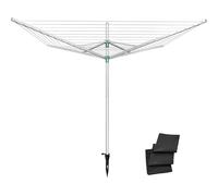 Innotic 56m Rotary Washing Line, 4-Arm Heavy Duty Foldable Clothes Airer, Large Rotating Dryer with Ground Spike & Cover for Garden, Outdoor Use - White