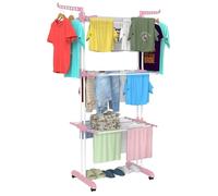 Innotic Airer Clothes Drying Rack 4 Tier Collapsible Rolling Stainless Laundry Dryer Hanger with Casters for Indoor, Pink