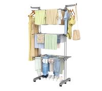 Innotic Airer Clothes Drying Rack,4-Tier Foldable Clothes Hanger Adjustable Large Stainless Steel Garment Laundry Racks for Indoor Outdoor