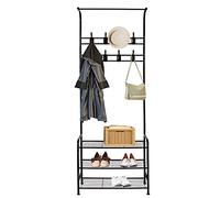 Innotic Coat Rack Stand with Shoe and Removable 16 Hooks Free Standing Hall Tree Matte Steel Frame Hat for Storage, Black