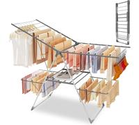 Innotic Winged Clothes Airer with 33 Rails, 141CM Foldable Clothes Drying Rack Indoor Outdoor, Stainless Steel Large Clothes Horse, 6 Height-Adjustable Laundry Dryer Stand