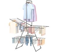 Innotic Winged Clothes Airer with High Hanger, 175CM Foldable Clothes Drying Rack Indoor Outdoor, Stainless Steel Large Clothes Horse, 6 Height-Adjustable Laundry Dryer Stand