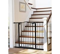 InnoTruth 29-39.6”Baby Gate for Stairs & Doorways,30" Tall Dog Gate for Pets,Dual-Lock Safety and One Hand Opening Design,Pet Gate for Hallways,Outdoors,Wall-Friendly Pressure Mounted, Pure Black