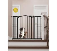 InnoTruth 29-39.6” Baby Gate for Stairs & Doorways, 30" Tall Dog Gate for Pets, Dual-Lock Safety and One Hand Opening Design, Pet Gate for Hallways, Outdoors, Wall-Friendly Install, Pure Black