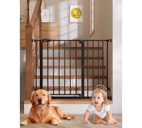 InnoTruth 29.5-40.75" Baby Gate for Stairs, 30" Tall Dog Gates for Doorways & Hallways, Safety Gate for Kids & Pets, Pressure-Mounted Walk-Through with Dual Lock & 2-Way Swing, Black