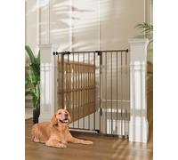 InnoTruth 36" Extra Tall Baby Gate for Doorways, 28.9-42.1" Wide Dog Gates for The House One-Hand Opening, Taller Gate for Big Dog Gates for Stairs, Hallways, Bedrooms, Easy Install Kid Gate,Brown