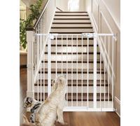 InnoTruth Baby Gate 29-39.6" Wide, 36" Tall Dog Gate for Stairs and Doorways, Pressure Mounted Metal Pet Gate with Dual Lock, Easy Walk-Through and Expandable Design, White