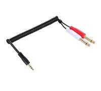 innov8 3.5mm 1/8" TRS Stereo Male to Dual 1/4" 6.35mm Mono TS Male Coiled Splitter Audio Cable | 0.8m