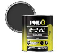 INNOV8 COATINGS Black Metal Paint 750ml - Exterior Satin Metal Gate & Railing Paint, Rust Resistant Outdoor Paint for Wrought Iron, Gates, Railings, Fences & Metal Furniture, No Primer Needed