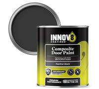 INNOV8 COATINGS COMPOSITE DOOR PAINT - 750 ml - No Primer or Top Coat - Fast Drying - Satin Finish - Panther BLACK - Exterior Door Paint