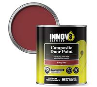INNOV8 COATINGS COMPOSITE DOOR PAINT - 750 ml - No Primer or Top Coat - Fast Drying - Satin Finish - Ruby RED - Exterior Door Paint
