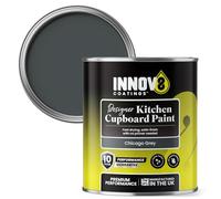 INNOV8 COATINGS DESIGNER KITCHEN CUPBOARD PAINT - DIY - NO PRIMER OR TOP COAT - SATIN Finish - 750 ml - Chicago Grey - Fast Dry - CABINET, FURNITURE, WOOD, MDF, PLASTIC & METAL