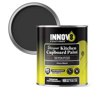 INNOV8 COATINGS DESIGNER KITCHEN CUPBOARD PAINT - DIY - NO PRIMER OR TOP COAT - SATIN Finish - 750 ml - Onyx Black - Fast Dry - CABINET, FURNITURE, WOOD, MDF, PLASTIC & METAL