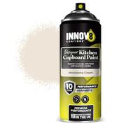 INNOV8 COATINGS DESIGNER KITCHEN CUPBOARD SPRAY PAINT - DIY - NO PRIMER OR TOP COAT - SATIN Finish - 1 x 400 ml - Moonstone Cream - Fast Dry - CABINET, FURNITURE, WOOD, MDF, PLASTIC & METAL
