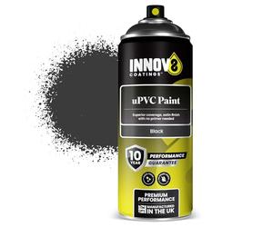 INNOV8 COATINGS UPVC WINDOW SPRAY PAINT - DIY - NO PRIMER OR TOP COAT - 400 ml - Professional Standard - Fast Drying - BLACK - Windows, Doors, Conservatories, Exterior & Interior - Satin Finish