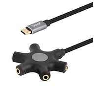 innov8 USB-C to 3.5mm AUX Female 5-Way Multi Headphone Audio Splitter Adapter 1m