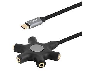 innov8 USB-C to 3.5mm AUX Female 5-Way Multi Headphone Audio Splitter Adapter 1m