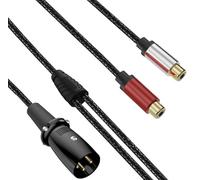 innov8 XLR 3-Pin Male to Dual RCA Female Y Splitter Cable | Gold-Plated Stereo Audio Adapter for Mixers, Amplifiers & Hi-Fi Systems (2m)