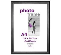 Innova Editions A4 Classic Certificate Picture/Photo frame sized A4 / 21cm x 29.7cm, Round Edged Black frame 17mm wide x 10mm deep