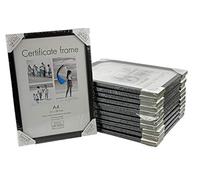 Innova Home Pack of 12 Plastic A4 Certificate Photo Picture Frame Styrene Acetate Fronts With Stands (Black)