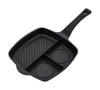 Innovacook 3-Section Grill & Griddle Pan 28cm, Long Lasting Pan, Innovative Cookware, Double Layer Coating Pan, Suitable for All Cooking hobs, Black