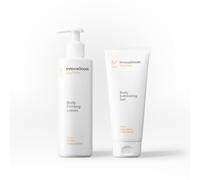 InnovaGoods® Body Care Set with Rice, x1 Body Scrub Gel Cleanses & Softens, x1 Firming Body Lotion Protects & Regenerates Skin, Suitable for All Skin Types