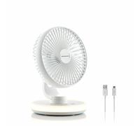 InnovaGoods Rechargeable Desk Fan with LED FanLed Ø6,6'' 4000 mAh, White