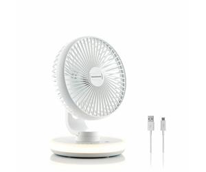 InnovaGoods Rechargeable Desk Fan with LED FanLed Ø6,6'' 4000 mAh, White