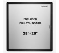 INNOVART Enclosed Bulletin Board 28”x26”, Weatherproof Dry Erase Board w/Black Aluminum Frame, Outdoor Enclosed Whiteboard Wall Display Case w/Swing-Open Door, Information Cabinet for School, Office