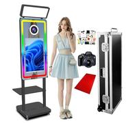 Innovative 40" Magic Mirror Dslr Photo Booth with Camera,21.5'' Touch Screen Photobooth Machine with Tray for Taking Selfies,Square Fill Light for Parties (Black, with Camera)