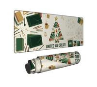 Innovative Artist Christmas Theme Tree Large Mouse Pad 12x32 Inch | Designer Theme, XXL Mouse Pad, Color Swatches, Graphic Tablet Illustration, Seasonal Decor, Non-slip Rubber Base