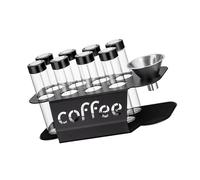 Innovative Coffee Dose Keeper with 8 Clear Tubes and Steel Base Ensuring Conservation Tight Coffee Canisters