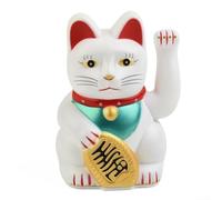 Innovative Design of the 8 Inch Electric Waving Lucky Cat Adds Playfulness (White)