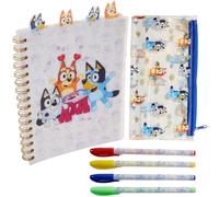 Innovative Designs Bluey Journal Notebook with Gel Pens, Spiral Bound Notebook and Pencil Case Set, 96 Lined Pages, 8 x 7