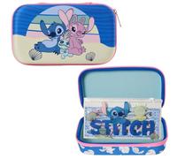 Innovative Designs Disney Stitch Pencil Case Set with Stickers and Gel Pens for Kids, Molded with Zip Closure, Purple