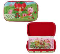Innovative Designs Strawberry Shortcake Pencil Case Set with Stickers and Gel Pens for Kids, Molded with Zip Closure, Pink