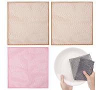 Innovative Dish Washing Net Cloths/Scourer - 100% Odor Free/Quick Dry - No More Sponges with Mildew Smell - Perfect Scrubber for Washing Dishes - 11 by 11 inches - 3PCS