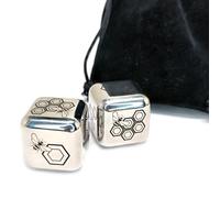 Innovative Honeycomb&Bee Dice Set - Premium Stainless Steel, Large 1-Inch Size, Laser-Etched Patterns, Complete with Soft Pouch - A Must-Have for Game Collections