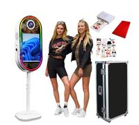 Innovative Magic Mirror Photo Booth Machine for Taking Selfies with Foto box & App-Controlled,Ellipse DSLR Photo Booth Machine with 21.5''Touch Screen with Printer for Wedding (White, with Printer)