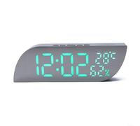 Innovative Mirror Display Alarm Clock with Digital Lighting Control and Integrated Temperature & Humidity Readings (Green)