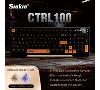 【Innovative Motorized Lift】Siukie CTRL100 CNC Aluminum Mechanical Keyboard, HMX Cream Taro HIFI Switches, Customized IPS Screen, Gasket Mount, Tri-Mode Wireless, 96% Layout, US QWERTY, Sparkling Black