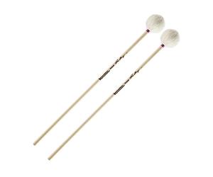Innovative Percussion Med Soft Bass Marimba Mallets - White Yarn, Birch