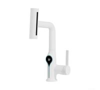 Innovative Pull Down Kitchen Faucet With Real Time Temperature Monitoring to Enhance Safety Standards (White)
