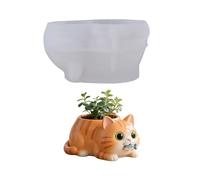 Innovative Silicone Cats Container Mold with Detailed Garden Pattern for Resin Concrete and Cement Casting Projects Home Gardening Mold
