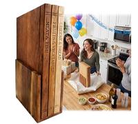 Innovative Solid Wood Cutting Board with Juice Groove, Durable Wooden Book Chopping Board, Set of 3 for Meat, Cooked Food, Vegetables and Fruits, Space-Saving, Knife-Friendly as a Great Gift