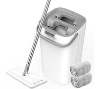 Innovative Spin Mop and Bucket Kit, Heavy- Duty Yet Lightweight Design, Includes 10 Reusable Microfibre Pads, Efficient Wringer Cleaning on All Floor Types in Homes& Offices
