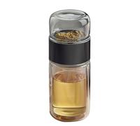 Innovative Teas Infuser Cup with Strainer Double Wall Borosilicate Glass Mug for Hot Cold Beverages Portable Bottle Office Travel Teas Infuser Bottle