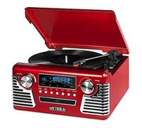 Innovative Technology Victrola 50's Retro 3-Speed Bluetooth Turntable with Stereo, CD Player and Speakers, Red
